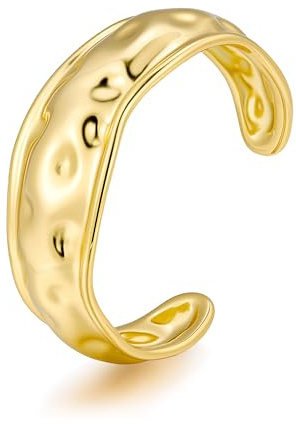 ALEXCRAFT 14K Vergoldet Armreif Große Breit Silber 925 Cuff Armband Damen