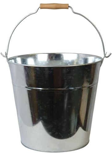 Easy Shopping® Multipurpose Galvanised Metal Bucket with Wooden Handle, Capacity 10L, 12L, 15L, 18 Liter, Perfect for Home, Garden, Kitchen, Bathroom & Industrial Use (18 Liter)