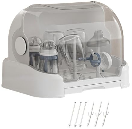 Steriliser Storage Box For Baby Bottles, Baby Bottles Drying Rack With Cover, Babys Bottle Storage Dustproof, For Home Bedroom Table