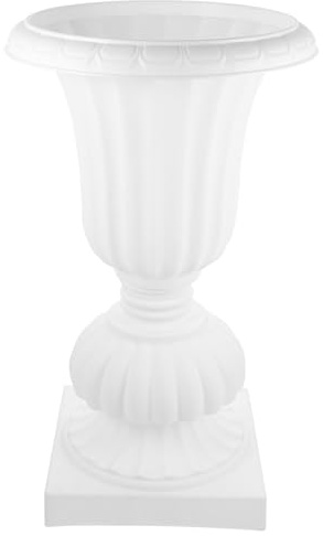 VICASKY Pot de Fleurs Romain Décoratif en Résine Blanche pour Balcon et Jardin, Jardinière Vintage Style Colonne, Pot Ornemental Extérieur Intérieur pour Mariage et Décoration de Porche