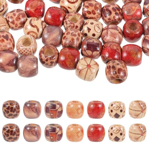 JOINPAYA 100 Stück Holz Haarperlen Dreadlock Perlen und Flechtperlen für Zöpfe Leichtes Holz Glatte Oberfläche Selbstgemacht Haarschmuck und Bastelaccessoires