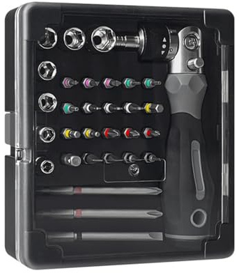 Ratcheting Screwdriver with Interchangeable Bit and Nonslip Grip for Electronics Maintenance Precisions Screwdriver Set