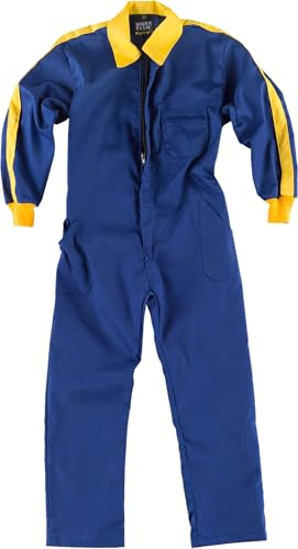 WORKTEAM Buzo de Niño, Infantil, Tipo Trabajo Combinado, Mono Niño con Cremallera Oculta, Multibolsillos, Puños Elásticos y Tejido Resistente. Niño y Niña Azulina+Amarillo 16