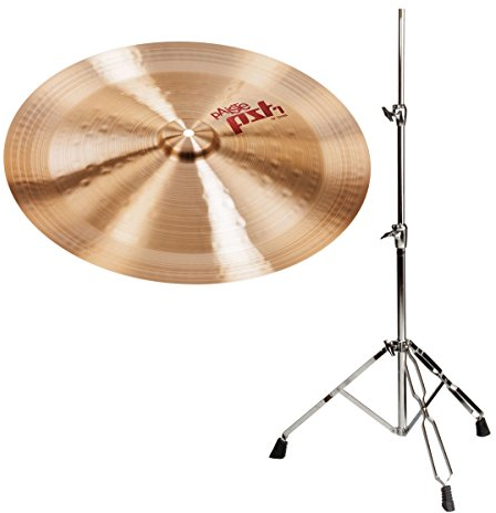 Paiste 18 China Becken, PST7 Serie inkl. Beckenständer (CuSn8 Bronze, hergestellt in der Schweiz, Beckenständer, höhenverstellbar von ca. 60 bis 120 cm)