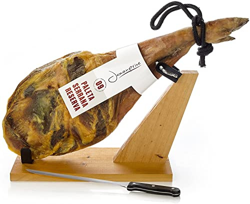 Jambon Serrano Espagnol (Épaule) Réserve Duroc + Support à Jambon + Couteau 4.5-5 KG - Jamón Serrano Jamonprive