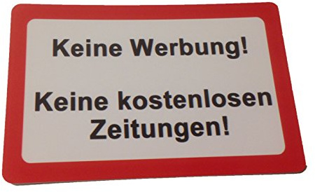 2x Keine Werbung keine kostenlosen Zeitungen magnetisch Tür Schild Türschild Briefkasten Briefkastenschild Haus Praxis Büro Geschäft