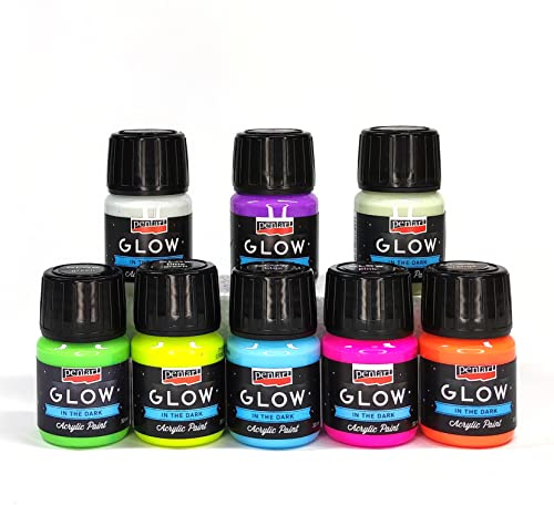 Zita's Creative Acrylfarbe Nachtleuchtend in Set 8x30ml - Glow in The Dark, Leuchtfarbe, Bastelfarbe, Acrylfarbe