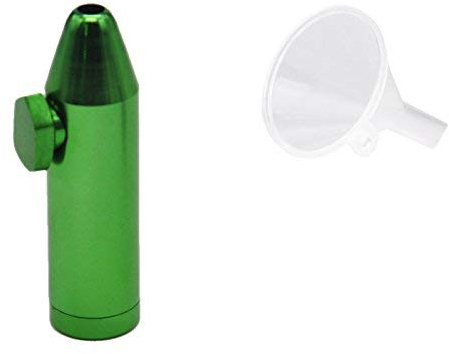 Set di dosatori e imbuti Sniff Snuff Bottle Sniffer Dispenser per tabacco da fiuto in metallo in vari colori, incluso imbuto (Verde 2.0)