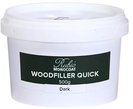 Rubio Monocoat Woodfiller Quick (Dark), 0.5kg Tub | Quick-Curing Putty for Interior Joinery & Wood