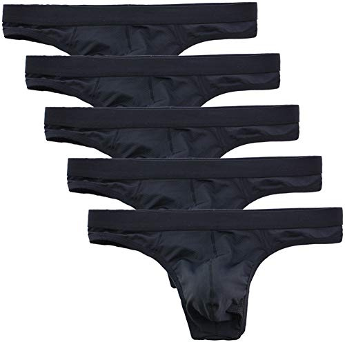 Summer Code string, underkläder för män, elastiskt mikronät, bikinikalsonger, 5-pack svart, M