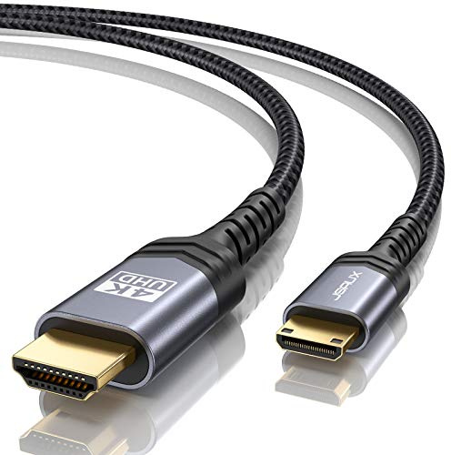 JSAUX Mini HDMI to HDMI Cable 2M, [Mini HDMI][Aluminum Shell, Braided] | High Speed 4K@60Hz HDMI 2.0 Cord, Compatible with Camera, Camcorder, Tablet, Graphics Card, Laptop, Raspberry Pi Zero W-Grey