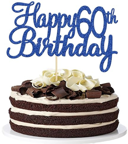 Gyufise 3Pcs Happy 60th Birthday Cake Topper Glitter 60th Birthday Cake Pick Cheers to 60 Years Old Sixty Fabulous Cake Decorations for 60th Birthday Wedding Anniversary Party Supplies