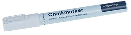 EUROPEL Liquid Chalk Marker White 1-3mm – Reversible Bullet & Chisel Tip, Dry or Wet Wipe, Non-Toxic Water-Based, for Blackboard, Glass, Window & Menu Board