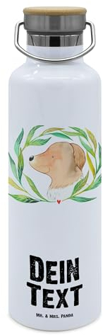 Mr. & Mrs. Panda Personalisierte Flasche Hund Blumen - Geschenke, Edelstahl Trinkflasche Mit Gravur, Umarmen, personalisiert, Ranke, Thermosflasche, Hunde, Wasserflasche, Gassi gehen, Sprüche