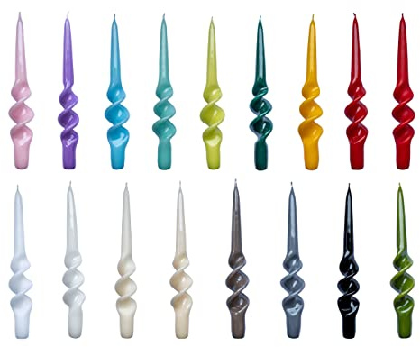 holiki gedrehte Kerzen No. 3 in Lila Lack - 4 Stück Twisted Candles I gedrehte Spiralkerzen Stabkerzen Spitzkerzen - 23,5 x 2,2 cm - Trendkerzen