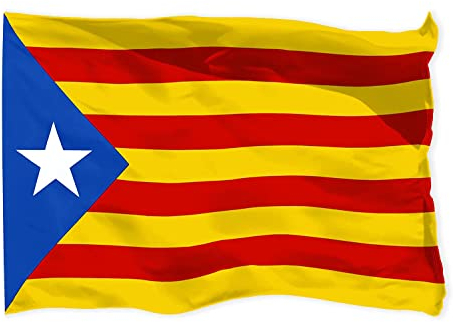 Bandera Catalana Grande 150x90cm, Estelada Blava Independentista, Impermeable Catalunya, Para Interior o Exterior, Apta Para Mástil