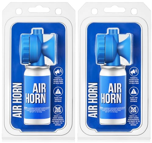 Saillong 2 Pack 1.4oz Marine Boat Air Horn, Loud Air Horns for Safety, Mini Small Blow Fog Bear Horn, Meet Coast Guard, Emergency Use for Marine Boating Sporting Events Outdoor Alarm
