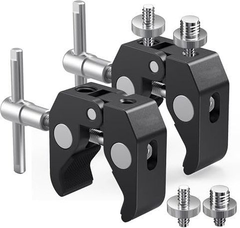 Homeet 2 Pièces Super Clamp Pince pour Trépied avec Filetage 1/4 et 3/8, Adaptateur de Vis pour Appareil Photo, Pince Magnétique Universelle pour Appareil Photo, Eclairage Flash, Trépied, Lumières LED