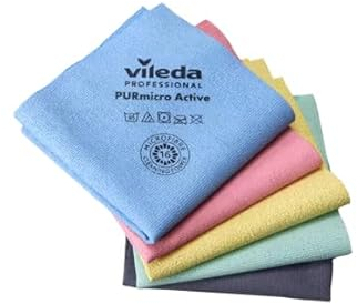 cubex professional Panni PURmicro Active in microfibra con rivestimento in PUR 38X35cm per una pulizia al 100% sicura ed efficace (PURmicro Active 5 Colori (Rosso-Verde-Giallo-Blu-Grigio), 5 PANNI)