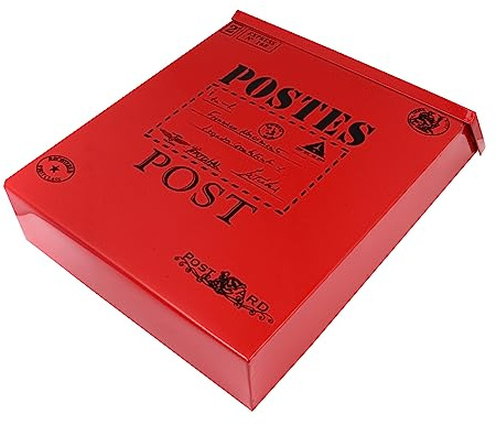 CAXUSD Vintage Iron Post Box, Wall-mounted Photo Accessory for Home Decor, Easy Installation, Large Storage Space, Red Decorative Letter Box for Photo Props
