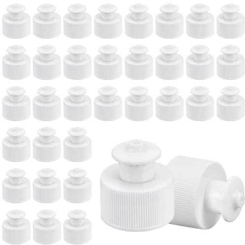 OLYCRAFT 100Pcs Push Pull Caps 28mm ID White Plastic Lid for Bottles | Plastic Build, Leak-Proof Push-Pull Design Prevents Spills, Sport Water Bottle Cap, Great for Replacement DIY Reuse Projects