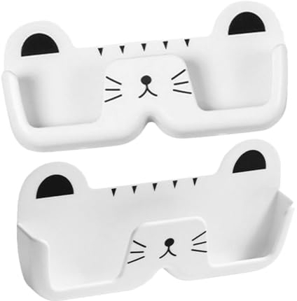 Luxshiny Katzenförmiger Brillenorganizer für Wandmontage 2 Stück aus Pp Weiß Platzsparende und Sichere Aufbewahrung für Brillen für Kleine Räume und Zuhause