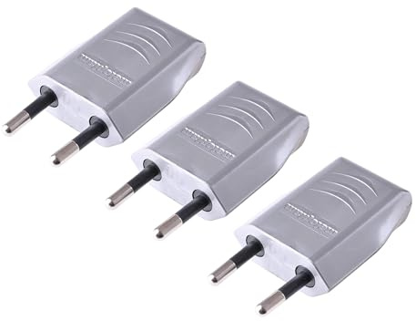 Eurostecker 6A 230V Flachstecker Schuko Stecker, 3 Stück, Grau | 2-polig, Europäische Flachstecker, Einfache Installation