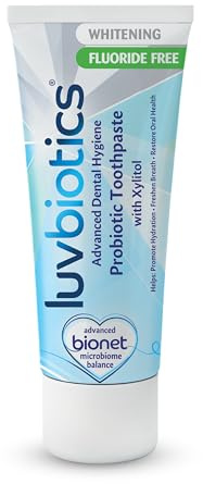 Luv Biotics Probiotic Whitening Toothpaste Fluoride Free – Fresh Breath & Oral Microbiome Support with Aloe Vera & Xylitol, SLS Free, Vegan- 75ml