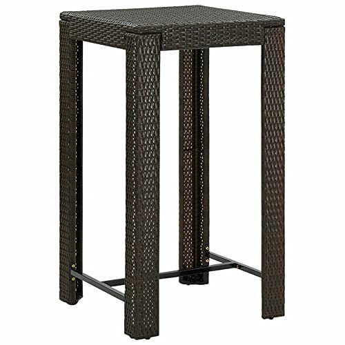 Homgoday Casa Mobilia Garten-Bartisch, braun, 60,5 x 60,5 x 110,5 cm, Polyrattan, Gartentisch, Terrassentisch, Esstisch, Küchentisch, Gartentisch, Outdoor-Tische