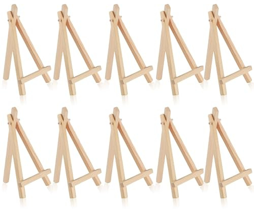 10 Stück Mini Staffelei Holz, Staffelei Klein Tischstaffelei Dreieck Faltbar Holzstaffelei Staffeleien Kinder Tischdeko für Hochzeit Geburtstag Taufe Party (15 X 8 cm)