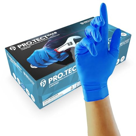 UNIGLOVES PRO.TECT Max 9N, Blue Nitrile Gloves, Box of 100, Size XL
