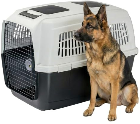 Ferplast Trasportino Cane CLIPPER PLUS, IATA, Trasportino Cane Taglia Grande max 60 Kg, Trasportino Rigido, Chiusura Sicura, con Doppio Vano per Accessori, Maniglia Estraibile, 105 x 75 x h 79 cm