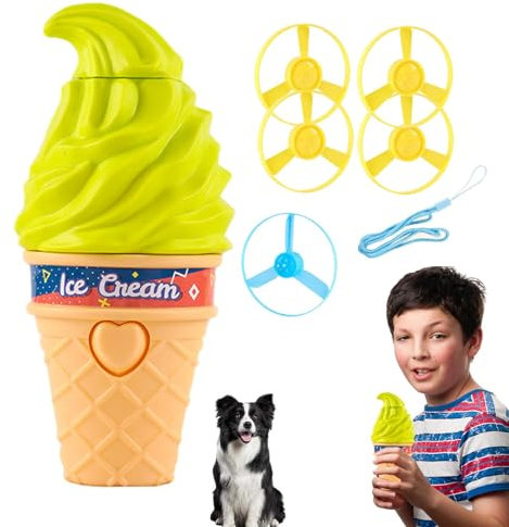 Kixolazr Jouet Soucoupe Volante, Jouet Disque Volant, Spinner Volant à éclairage Unique, Soucoupe Volante en Forme de crème glacée, Jouet Volant Lumineux pour Les activités de Jeux d'intérieur et