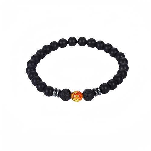 EYHOOKE Kristall Armband,Perlenarmbänder Für Männer Natürliche Obsidian Reiki Perlenarmbänder Bernstein Steinanhänger Elastische Edelsteinarmbänder Schmuck Für Männer Frauen