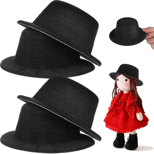 BESTonZON Schwarze Mini-Filzzylinder 4 Kleine Schwarze Hüte Schneemann-Zylinder Mit Formellem Design Miniaturhüte Mit Exquisiten Details Für Weihnachtsfeier-Puppen-Diy-Bastelprojekte