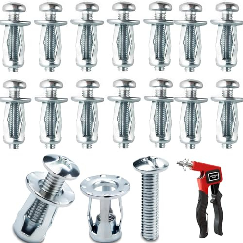20 Stück Montage Set Hohlraumbefestigung M4 x 20, Hohlraum Metallanker Hohlraumdübel Set Robuste Hohlwandanker für Dünne Wände Hohltüren Eisenblech