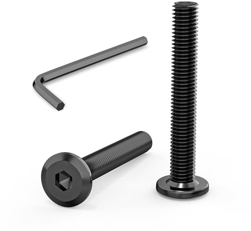 15 Stück Schrauben M6 x 40 mm, Flachkopfschrauben M6 Innensechskant Edelstahl A2 V2A Vollgewinde Schwarzes Oxid mit Innensechskantschlussel