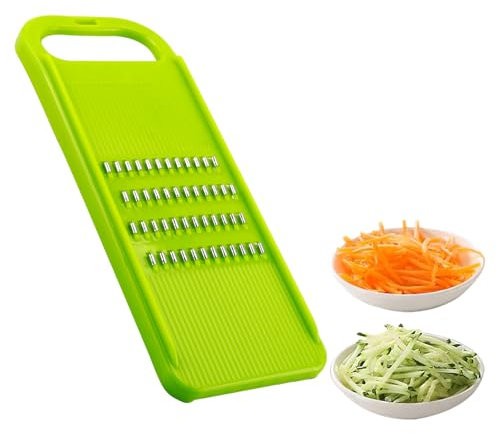Plastic Grater for Carrot Vegetable Onion Cabbage Potato Cucumber Grater Mandoline Slicer Kitchen Food Shredder Salad Slicer Chip Cutter Chopper Handheld with Stainless Steel Blades Sallow Green