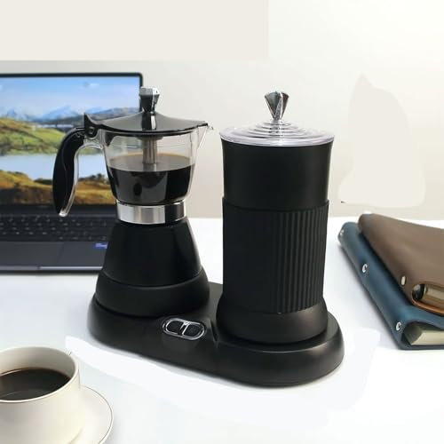 JOSBY Macchina per caffè Espresso a Doppio Uso, Macchina Automatica per la Schiuma di Latte da 480 W, Moka elettrica da 400 W, Controllo preciso della Temperatura 55-65 ℃, Materiale in Alluminio