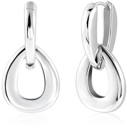 ALEXCRAFT Silber 925 Ohrringe Hängend Doppel Creolen mit Anhänger Damen