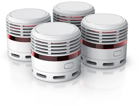 Brandson - 4X Rauchmelder Mini - bis zu 10 Jahre Batterie - Lithium Ionen Batterie 1500 mAh - Lautstärke 85 db - LED Indikator - Prüftaste - inkl. Befestigungsmaterial - EN14604 Zertifiziert - weiß