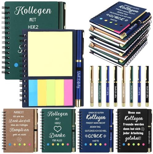 8 Sets Dankeschön Geschenk für Kollegen Spiral Notizbuch Kugelschreiber | Inspirierende Spiral Notizbuch Metal Motivation Kugelschreiber Kleine Abschiedsgeschenke für Kollegin Mitarbeiter Jobwechsel