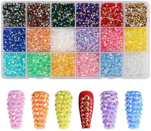 18 Farben Strasssteine,AB Kristall Strasssteine Glitzer Strass zum Basteln Crystal Edelstein Acryl Bunt Kristall Diamanten Kristalle Schmucksteine für DIY Nägel Handwerke Kleidun