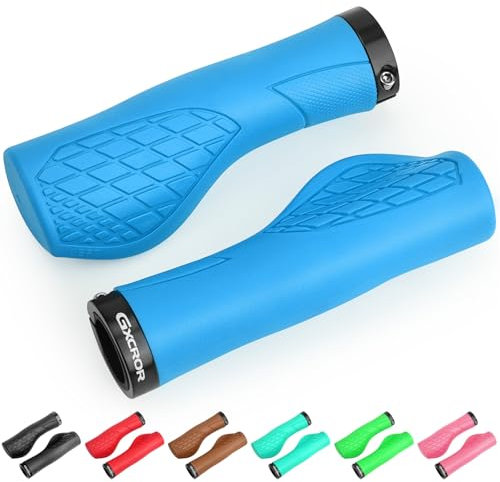 GXCROR Bike Grips,Ergonomic Bicycle Handlebars Grips Shock Absorbing Dual-Density Silicone,Universal 22.2mm Fit with 3D Non-Slip Pattern,Scooter Grips