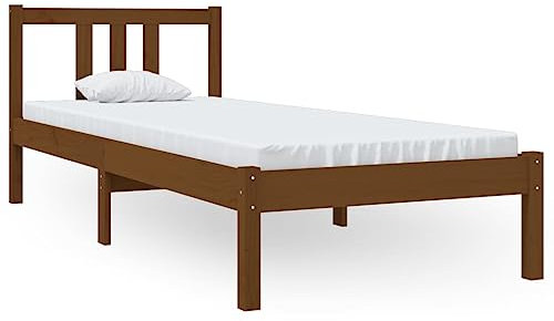 HEFZGDB Massivholzbett ohne Matratze Honigbraun 75x190 cm Einzelbett Bettgestell Doppelbett Bettrahmen für Wohnbereich Herberge Schlafzimmer Gästezimmer