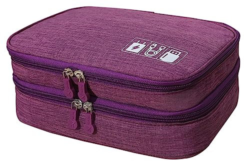 CAXUSD Digital Camera Charging Cable Storage Bag Travel Cable Organizer Electronics Accessories Organizer Bag Violet
