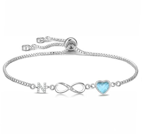 Kraven Infinity Armband Damen 925 Silber, Unendlichkeit Herz Zirkonia Armbänder Verstellbar Armkette Valentinstag Muttertag Geburtstags Weihnachten Geschenk für Sie Frauen Freundin mama