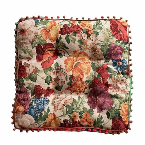 Plancholo Stuhlkissen mit Vintage-Blumenmuster, quadratisch, für Küche, Esszimmer, Büro, 40,6 x 40,6 cm