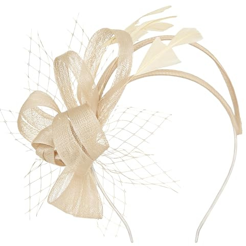 Orgoue Fascinator, fascinator con fiori e piume, da donna, per derby, cocktail, matrimoni, feste in maschera, Giallo, taglia unica