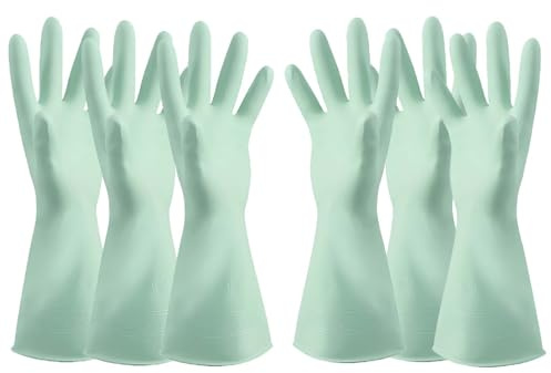 6Pcs Durable Green Dishwashing Gloves - Multi-Purpose Household Dishwashing Gloves Are Skin-Friendly Environmentally Friendly Small And Medium Rubber Cleaning Gloves Suitable For Kitchen, Bathroom